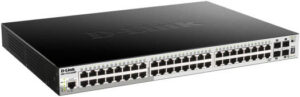 D-Link DGS-1510 48 Port Gigabit Smart Managed Switch, 4x 10G SFP+ Ports, 370W PoE Budget, Static Routing and MSTP, Physical Stacking Up To 6 Devices, Auto Surveillance VLAN, Black DGS-1510-52XMP