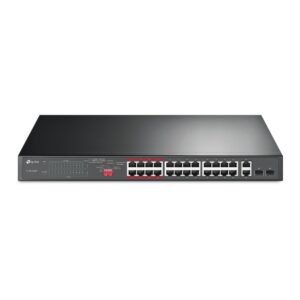 TP Link 24-Port 10/100Mbps + 2-Port Gigabit Unmanaged PoE+ Switch