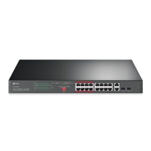TP Link 16-Port 10/100 Mbps + 2-Port Gigabit Rackmount Switch with 16-Port PoE+